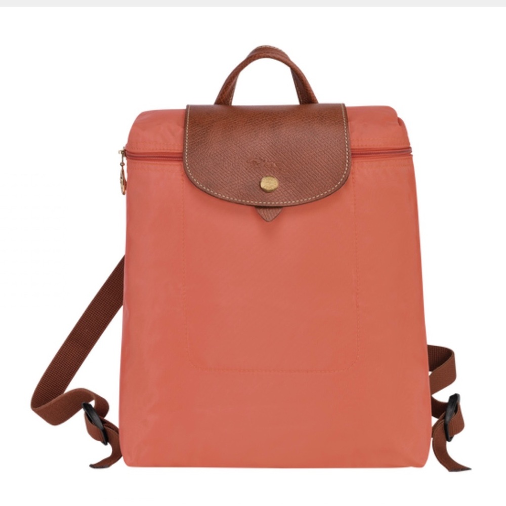 Longchamp Le Pliage Pink Foldable Backpack NWT Leather Blush - Picture 1 of 4